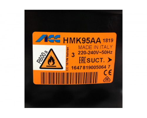 Компрессор HMK95AA (Вт при -23.3°) 167 Вт, R600 Италия Компрессор HMK95AA (Вт при -23.3°) 167 Вт, R600 Италия